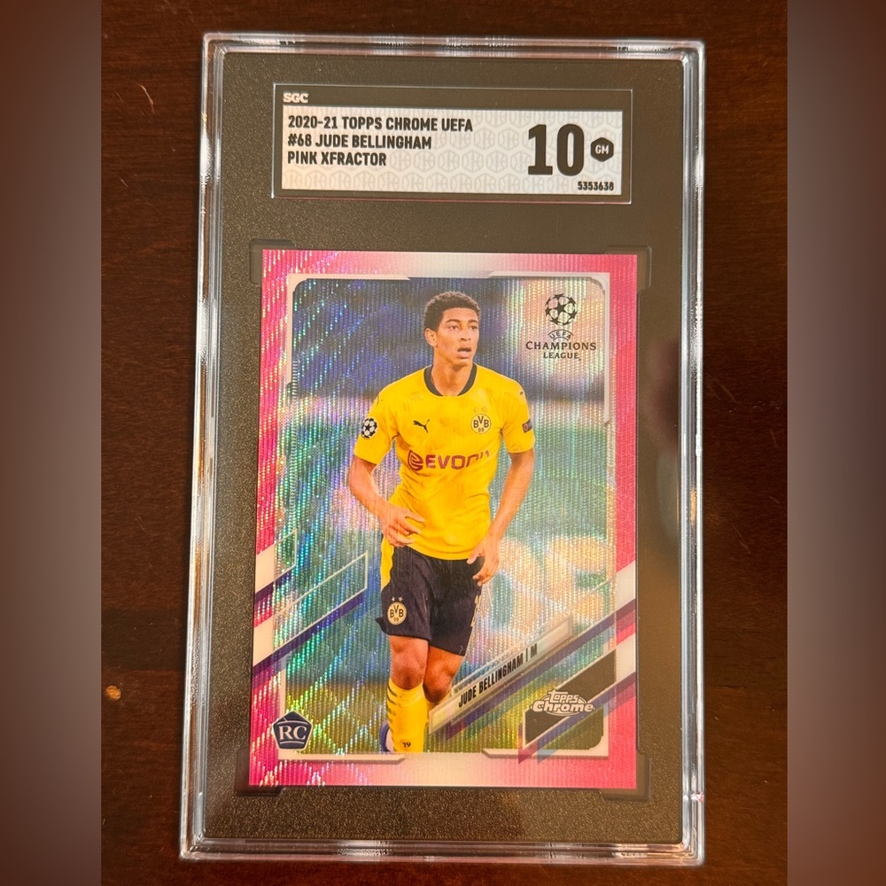 2020-21 Topps Chrome UEFA Jude Bellingham Pink X Fractor #68 SGC 10